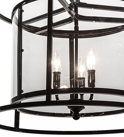 Meyda Lighting Kitzi 22" 3-Light Mirror Black Cilindro Pendant Light With Clear Crystal Idalight Shade Glass