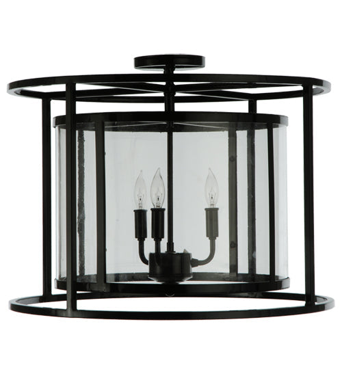 Meyda Lighting Kitzi 22" Mirror Black Cilindro Flush Mount Light With Crystal Clear Idalight Shade Glass