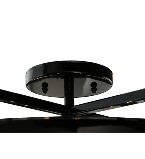 Meyda Lighting Kitzi 22" Mirror Black Cilindro Flush Mount Light With Crystal Clear Idalight Shade Glass