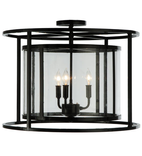 Meyda Lighting Kitzi 22" Mirror Black Cilindro Flush Mount Light With Crystal Clear Idalight Shade Glass