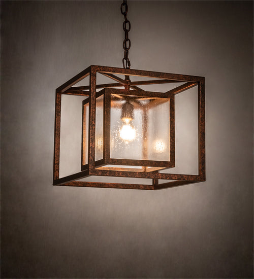Meyda Lighting Kitzi 23" Hanna Copper Box Pendant Light With Clear Rainstone Idalight Shade