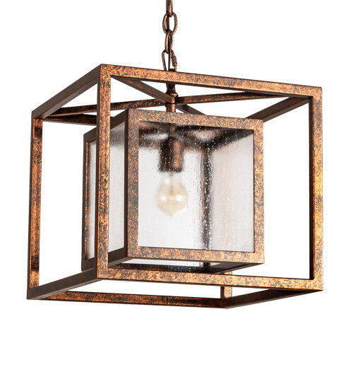 Meyda Lighting Kitzi 23" Hanna Copper Box Pendant Light With Clear Rainstone Idalight Shade