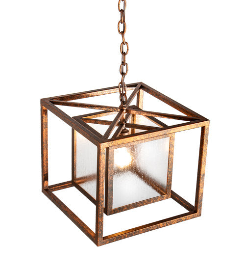 Meyda Lighting Kitzi 23" Hanna Copper Box Pendant Light With Clear Rainstone Idalight Shade