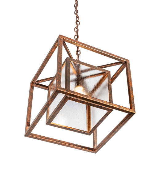 Meyda Lighting Kitzi 23" Hanna Copper Box Pendant Light With Clear Rainstone Idalight Shade