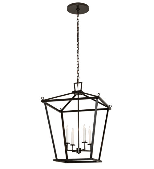 Meyda Lighting Kitzi 24"Sq 4-Light Timeless Bronze Tapered Pendant Light With White Faux Candlelight