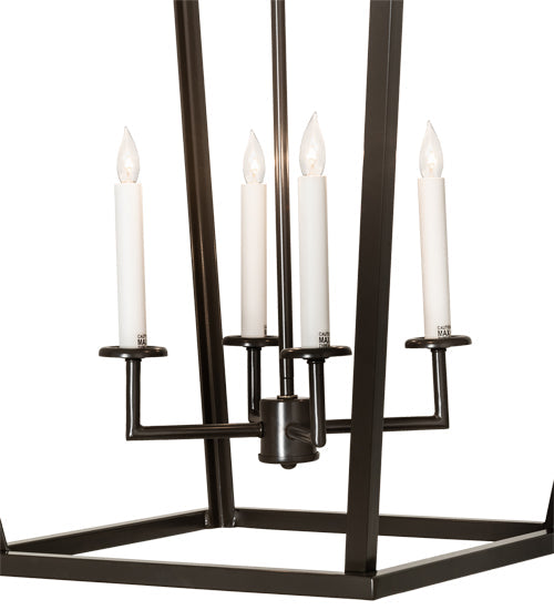 Meyda Lighting Kitzi 24"Sq 4-Light Timeless Bronze Tapered Pendant Light With White Faux Candlelight