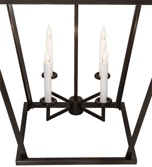 Meyda Lighting Kitzi 24"Sq 4-Light Timeless Bronze Tapered Pendant Light With White Faux Candlelight