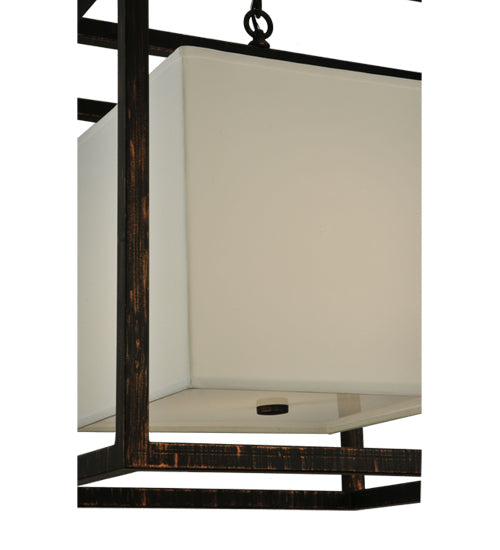Meyda Lighting Kitzi 31" 2-Light Flemish Bronze Box Pendant Light With Statuario Idalight Shade Glass