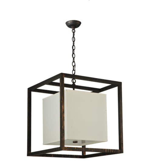Meyda Lighting Kitzi 31" 2-Light Flemish Bronze Box Pendant Light With Statuario Idalight Shade Glass