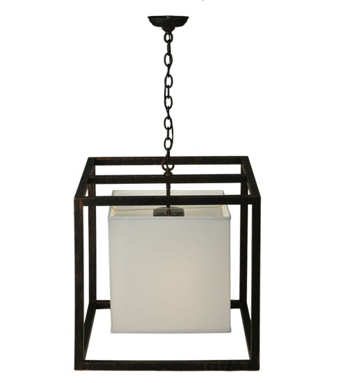 Meyda Lighting Kitzi 31" 2-Light Flemish Bronze Box Pendant Light With Statuario Idalight Shade Glass
