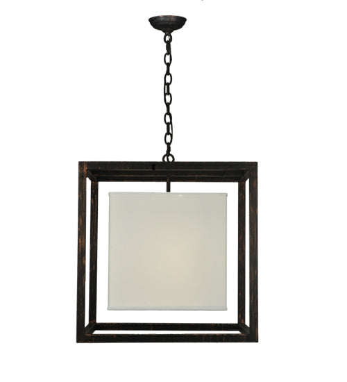 Meyda Lighting Kitzi 31" 2-Light Flemish Bronze Box Pendant Light With Statuario Idalight Shade Glass