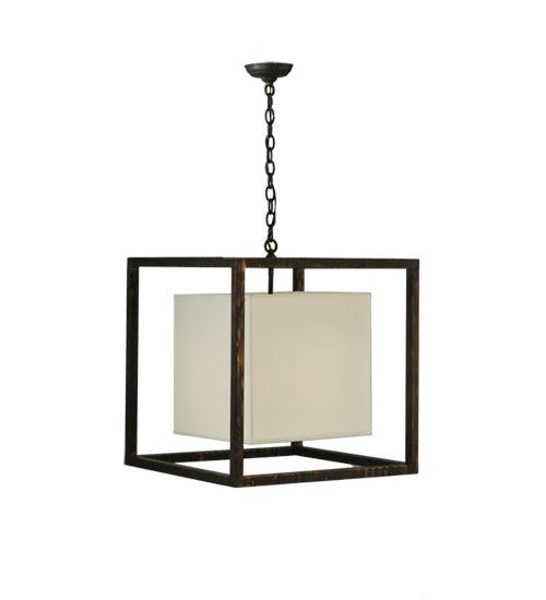 Meyda Lighting Kitzi 31" 2-Light Flemish Bronze Box Pendant Light With Statuario Idalight Shade Glass