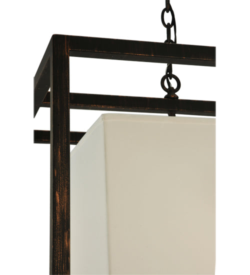 Meyda Lighting Kitzi 31" 2-Light Flemish Bronze Box Pendant Light With Statuario Idalight Shade Glass