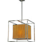 Meyda Lighting Kitzi 31" 3-Light Chrome Box Pendant Light With Amber Quartz Idalight Shade Glass