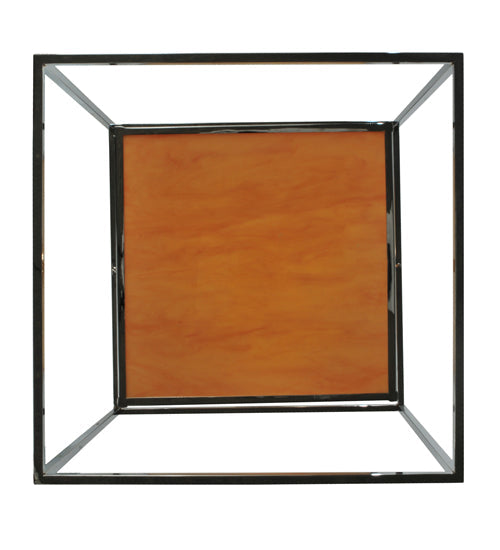 Meyda Lighting Kitzi 31" 3-Light Chrome Box Pendant Light With Amber Quartz Idalight Shade Glass