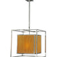 Meyda Lighting Kitzi 31" 3-Light Chrome Box Pendant Light With Amber Quartz Idalight Shade Glass
