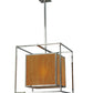 Meyda Lighting Kitzi 31" 3-Light Chrome Box Pendant Light With Amber Quartz Idalight Shade Glass