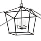 Meyda Lighting Kitzi 32"Sq 4-Light Flat Black & White Tapered Pendant Light With White Faux Candlelight