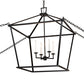 Meyda Lighting Kitzi 32"Sq 4-Light Flat Black & White Tapered Pendant Light With White Faux Candlelight