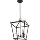 Meyda Lighting Kitzi 34" 4-Light Black Satin Wrought Iron Tapered Pendant Light With White Faux Candlelight