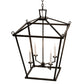 Meyda Lighting Kitzi 34" 4-Light Black Satin Wrought Iron Tapered Pendant Light With White Faux Candlelight