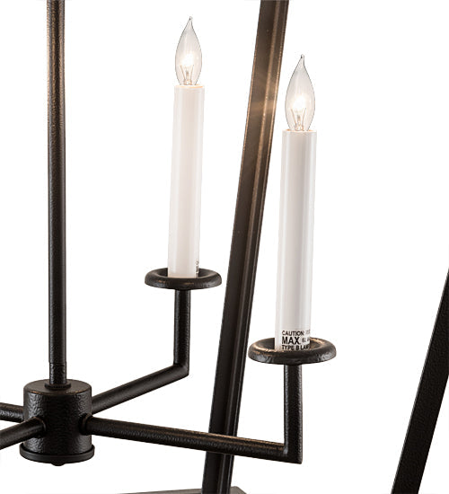 Meyda Lighting Kitzi 34" 4-Light Black Satin Wrought Iron Tapered Pendant Light With White Faux Candlelight