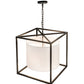 Meyda Lighting Kitzi 34" 4-Light Timeless Bronze Cilindro Pendant Light With White Textrene & Statuario Idalight Shade Glass