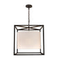 Meyda Lighting Kitzi 34" 4-Light Timeless Bronze Cilindro Pendant Light With White Textrene & Statuario Idalight Shade Glass