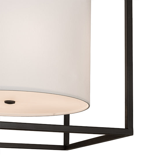 Meyda Lighting Kitzi 34" 4-Light Timeless Bronze Cilindro Pendant Light With White Textrene & Statuario Idalight Shade Glass
