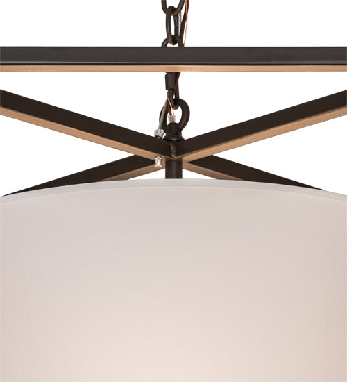 Meyda Lighting Kitzi 34" 4-Light Timeless Bronze Cilindro Pendant Light With White Textrene & Statuario Idalight Shade Glass