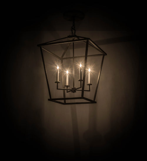 Meyda Lighting Kitzi 34" 4-Light Wrought Iron Tapered Pendant Light With White Faux Candlelight
