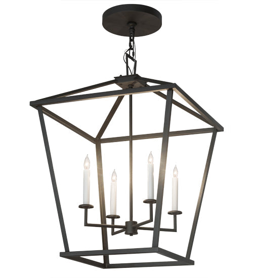 Meyda Lighting Kitzi 34" 4-Light Wrought Iron Tapered Pendant Light With White Faux Candlelight