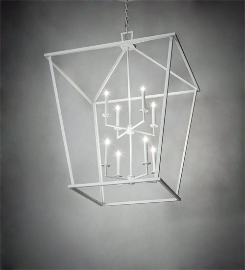 Meyda Lighting Kitzi 36"Sq 8-Light Matte White Tapered Pendant Light With White Faux Candlelight