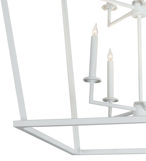 Meyda Lighting Kitzi 36"Sq 8-Light Matte White Tapered Pendant Light With White Faux Candlelight