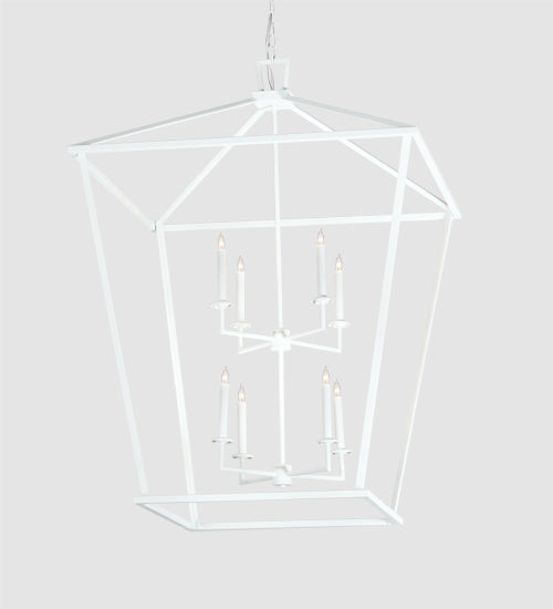 Meyda Lighting Kitzi 36"Sq 8-Light Matte White Tapered Pendant Light With White Faux Candlelight