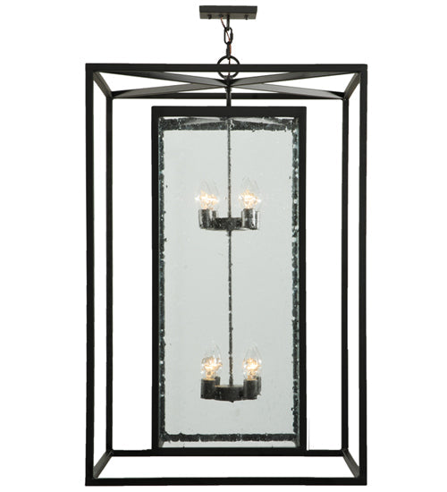 Meyda Lighting Kitzi 40" 8-Light Oil Rubbed Bronze Box Pendant Light With Clear Seeded Shade Glass