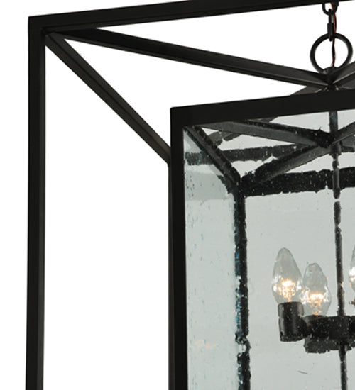 Meyda Lighting Kitzi 40" 8-Light Oil Rubbed Bronze Box Pendant Light With Clear Seeded Shade Glass