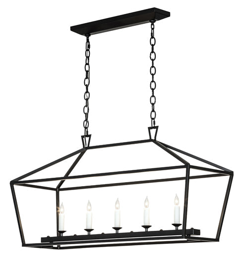 Meyda Lighting Kitzi 41" 5-Light Flat Black Island Tapered Island Pendant Light With White Faux Candlelight