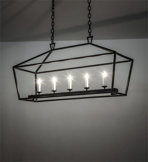Meyda Lighting Kitzi 41" 5-Light Flat Black Island Tapered Island Pendant Light With White Faux Candlelight