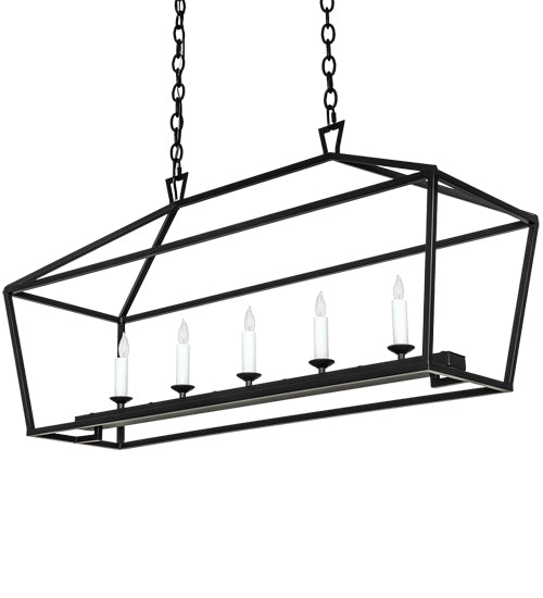 Meyda Lighting Kitzi 41" 5-Light Flat Black Island Tapered Island Pendant Light With White Faux Candlelight