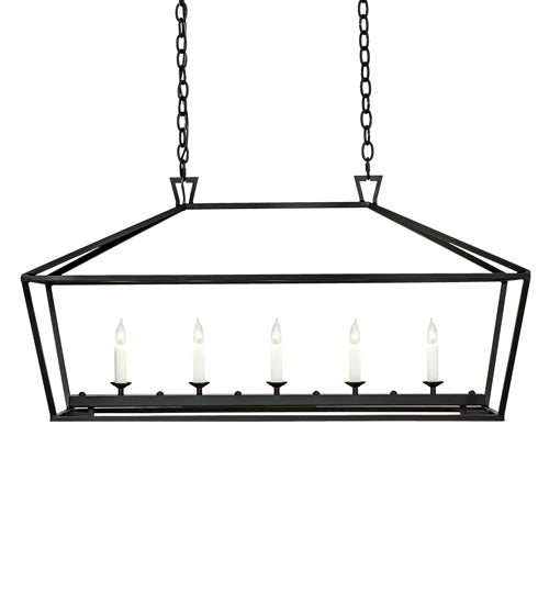 Meyda Lighting Kitzi 41" 5-Light Flat Black Island Tapered Island Pendant Light With White Faux Candlelight