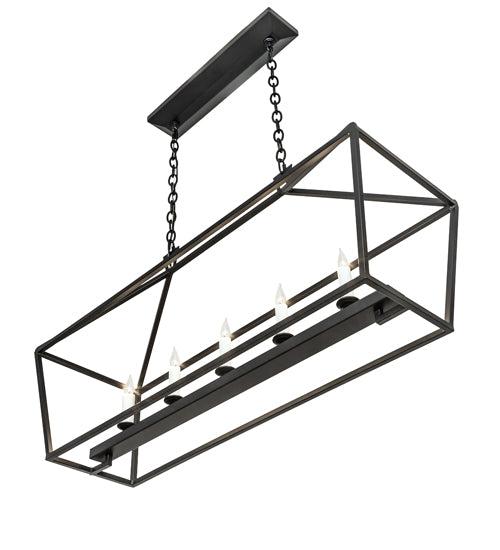 Meyda Lighting Kitzi 41" 5-Light Flat Black Island Tapered Island Pendant Light With White Faux Candlelight