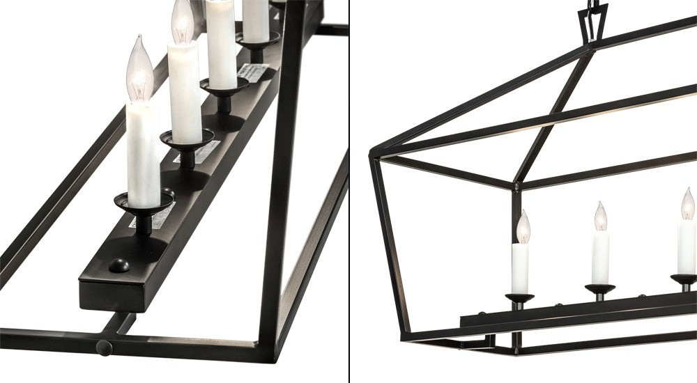 Meyda Lighting Kitzi 41" 5-Light Flat Black Island Tapered Island Pendant Light With White Faux Candlelight