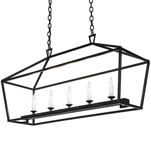 Meyda Lighting Kitzi 41" 5-Light Flat Black Island Tapered Island Pendant Light With White Faux Candlelight
