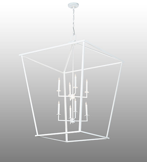 Meyda Lighting Kitzi 42"Sq 8-Light Matte White Tapered Pendant Light With White Faux Candlelight