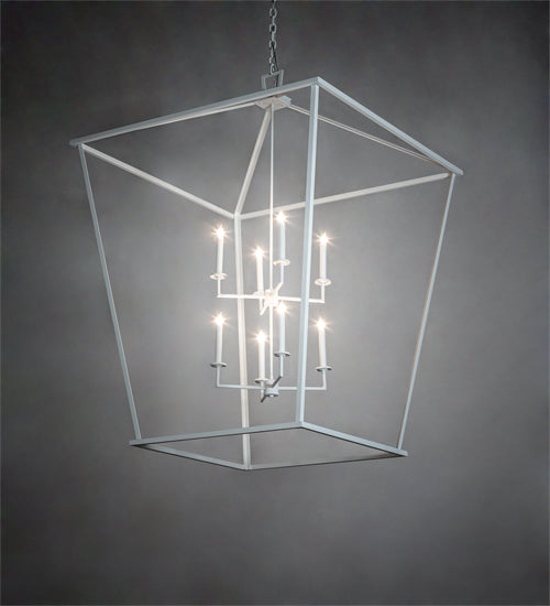 Meyda Lighting Kitzi 42"Sq 8-Light Matte White Tapered Pendant Light With White Faux Candlelight