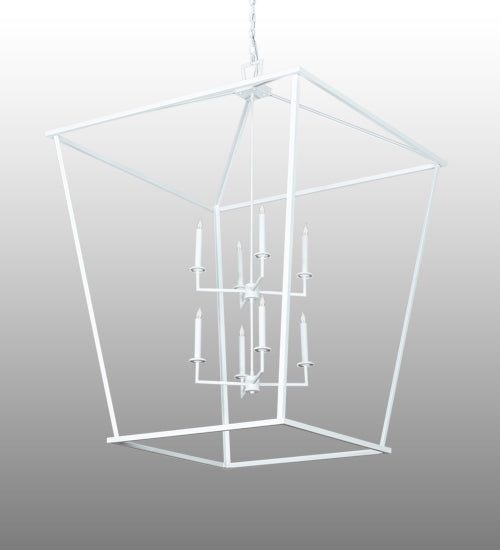 Meyda Lighting Kitzi 42"Sq 8-Light Matte White Tapered Pendant Light With White Faux Candlelight