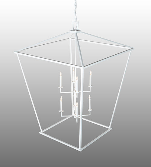 Meyda Lighting Kitzi 42"Sq 8-Light Matte White Tapered Pendant Light With White Faux Candlelight