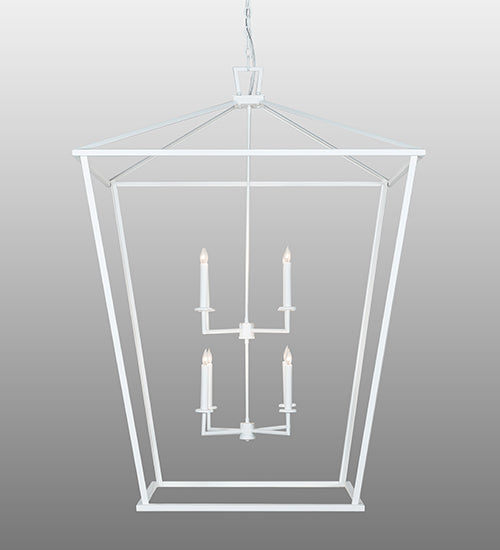 Meyda Lighting Kitzi 42"Sq 8-Light Matte White Tapered Pendant Light With White Faux Candlelight