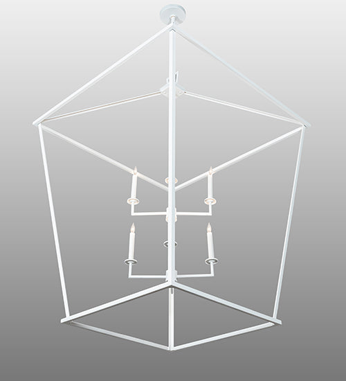 Meyda Lighting Kitzi 42"Sq 8-Light Matte White Tapered Pendant Light With White Faux Candlelight